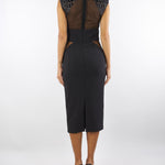 Abito Nero in crêpe leggero e tulle con ricami cocco AB83457E2 110 ELISABETTA FRANCHI 