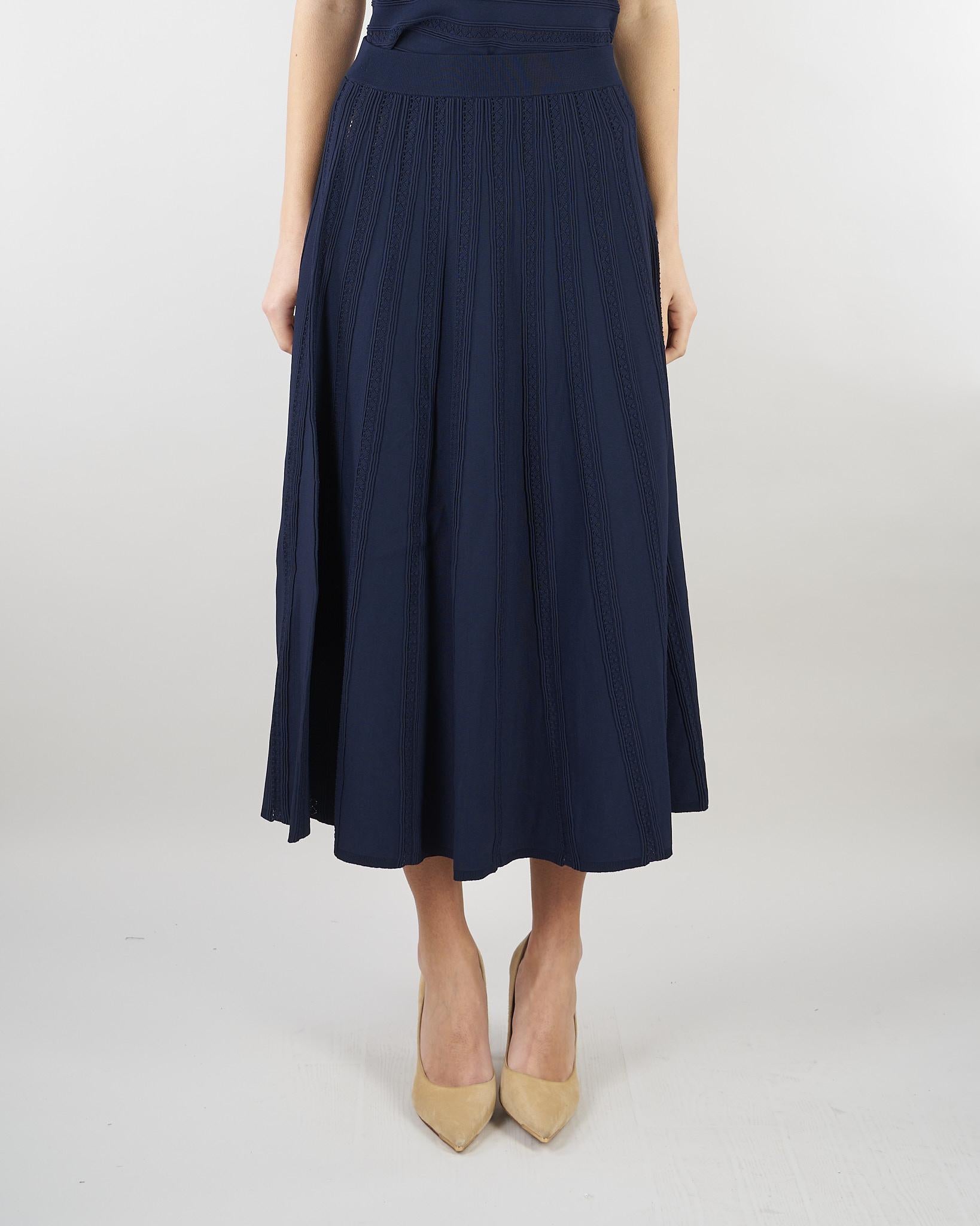 Gonna Blu in maglia di viscosa pointelle RA6053MA89R 93713 BLUGIRL 