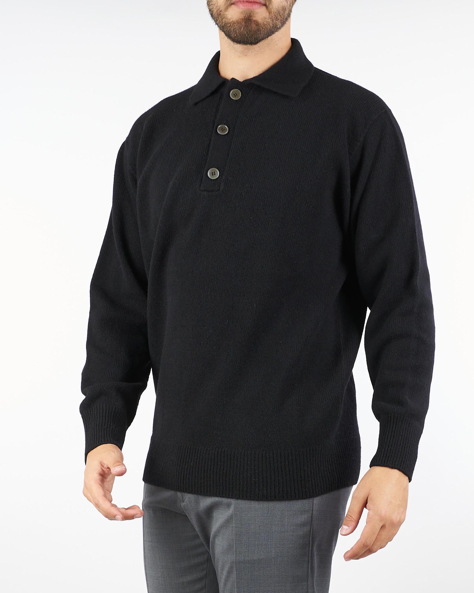 Maglia Polo Nero in pura lana e cashmere B9F0102 99 AMARANTO 