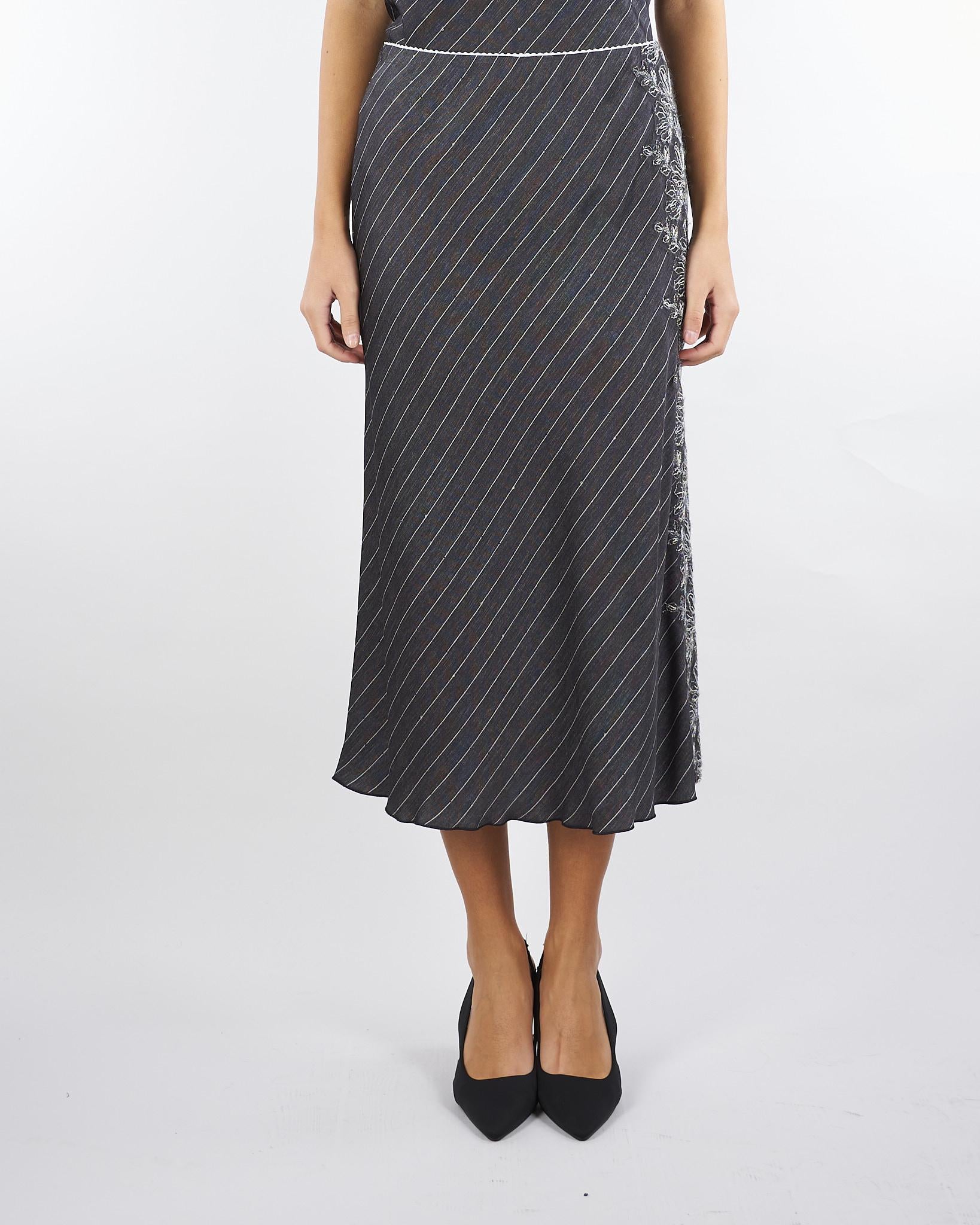 Gonna Antracite in raso gessato D47EO046REB3 MFA83 ERMANNO BY ERMANNO SCERVINO 