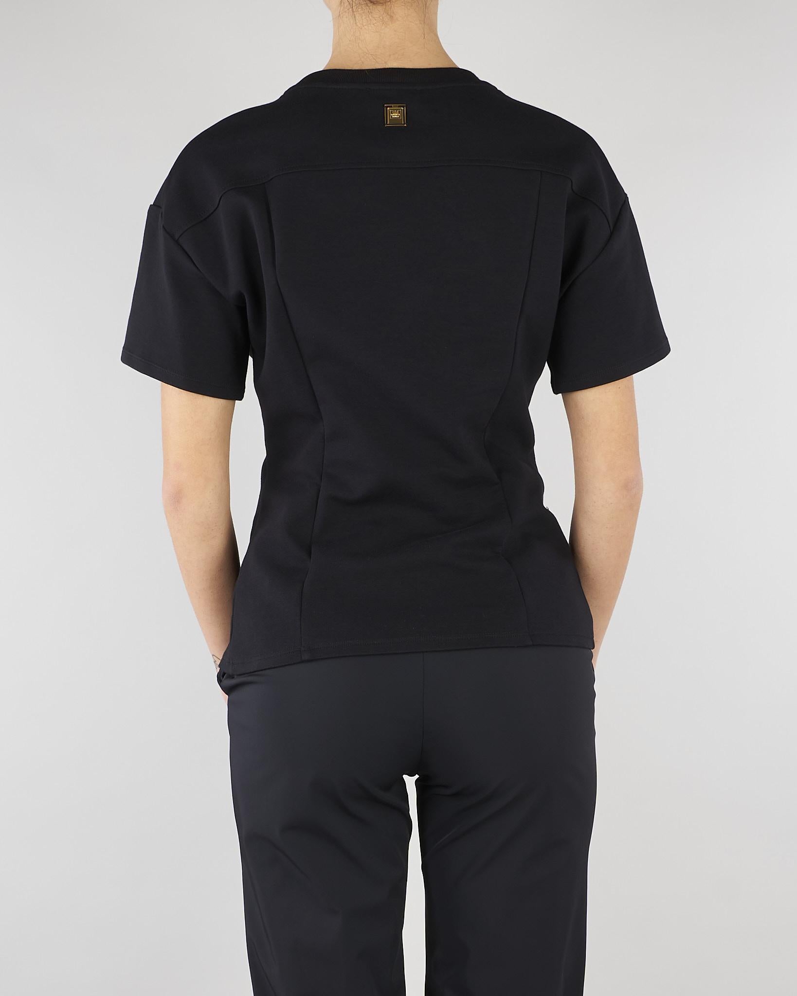 T-shirt Nero con bottoni gold MA00461E2 110 ELISABETTA FRANCHI 