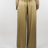 Pantalone Verde in satin wide leg E2259420 30 CLIPS 