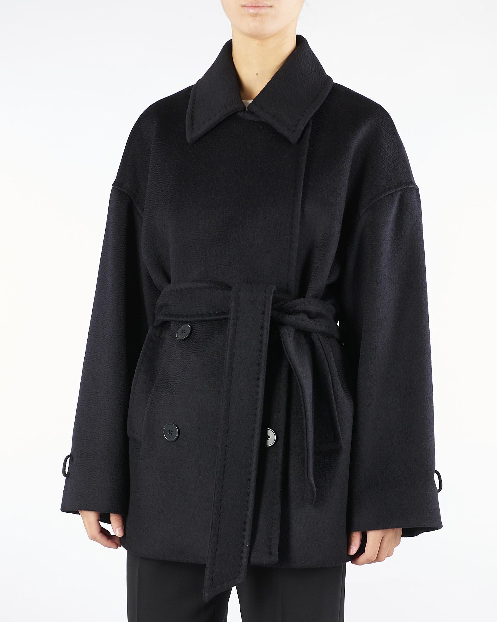 Giaccone Nero doppiopetto in drap di pura lana PAUSA 13 MAX MARA STUDIO 