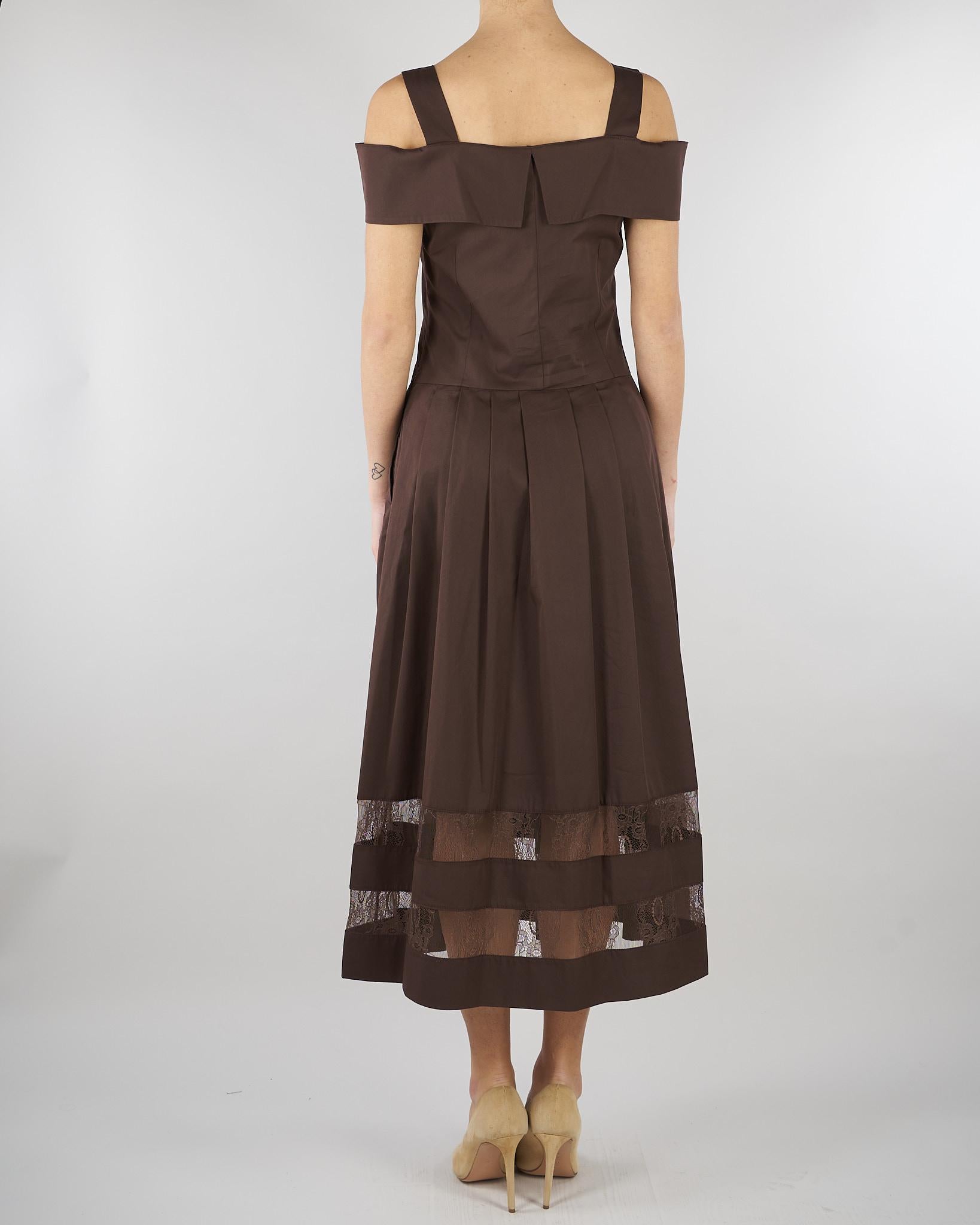 Abito midi Marrone in cotone e pizzo RA6154T544A 90913 BLUGIRL 