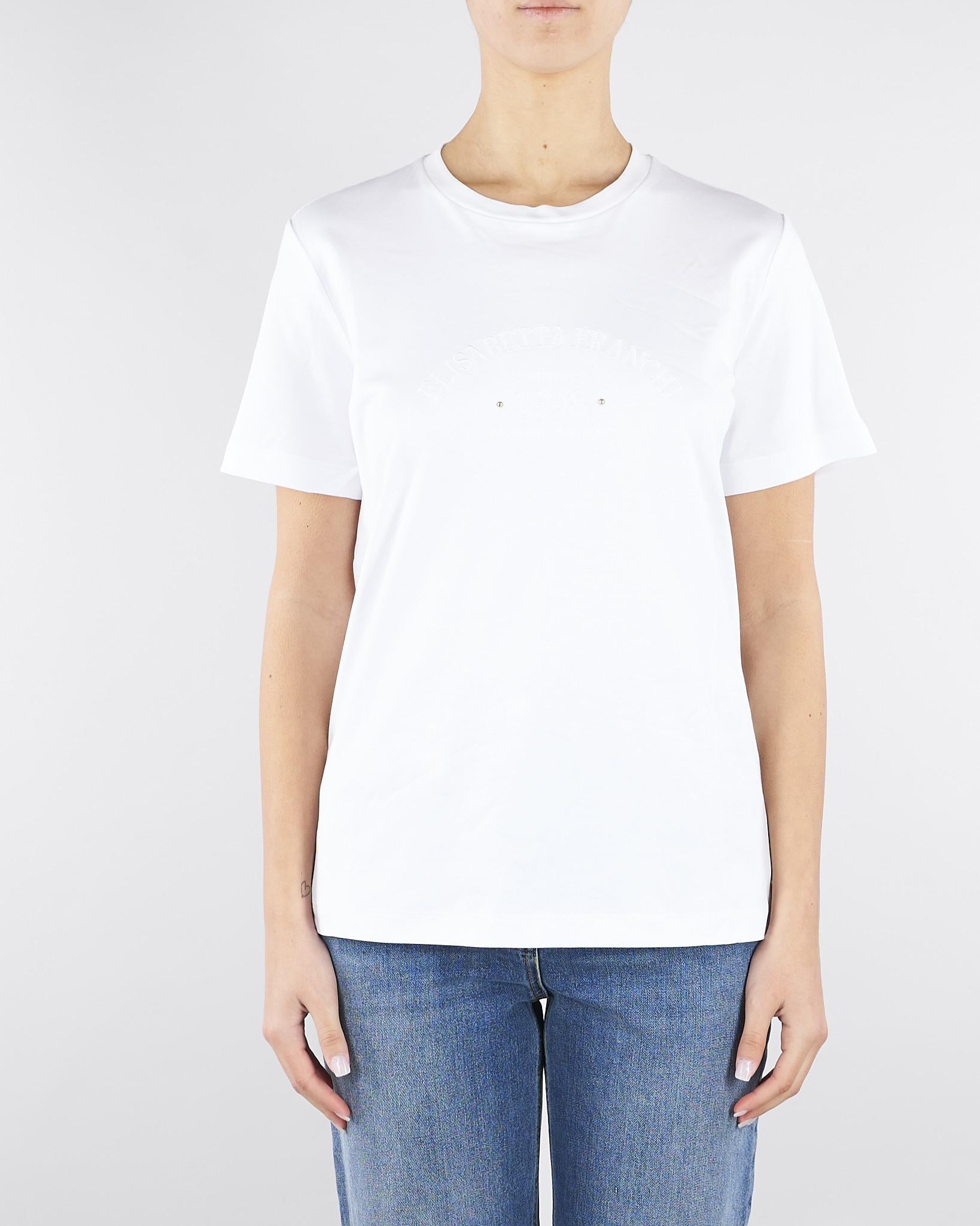 T-shirt Gesso con ricamo logo MA01761E2 270 ELISABETTA FRANCHI 