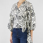 Blusa Bianco-Nero in mussola ricamata PBPGIUSTO 1 PENNY BLACK 