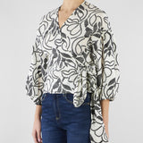Blusa Bianco-Nero in mussola ricamata PBPGIUSTO 1 PENNY BLACK 