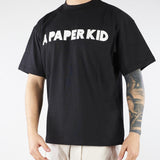 T-shirt Nero con stampa logo Relaxed Fit S6PKUATH154 110 A PAPER KID 