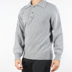 Maglia Polo Grigio in pura lana e cashmere relaxed fit F5PKMAKP256 100 A PAPER KID 
