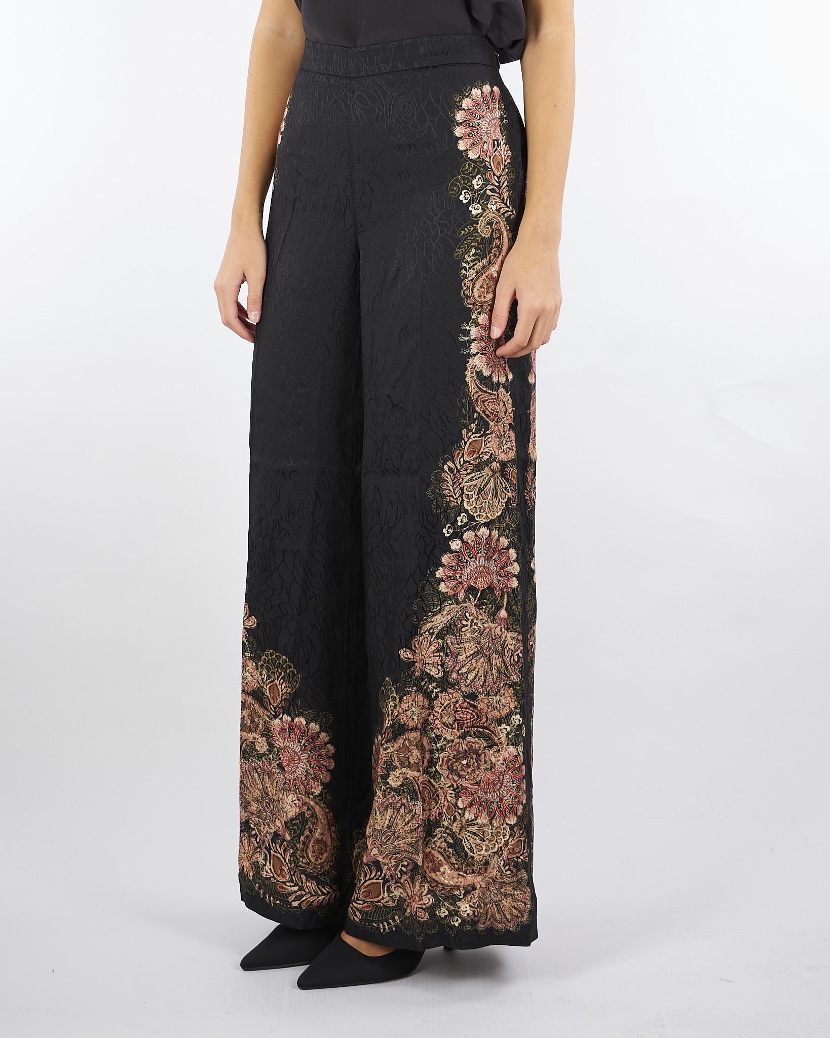 Pantaloni Nero a palazzo jacquard con stampa TP2041 12742 TWIN SET 