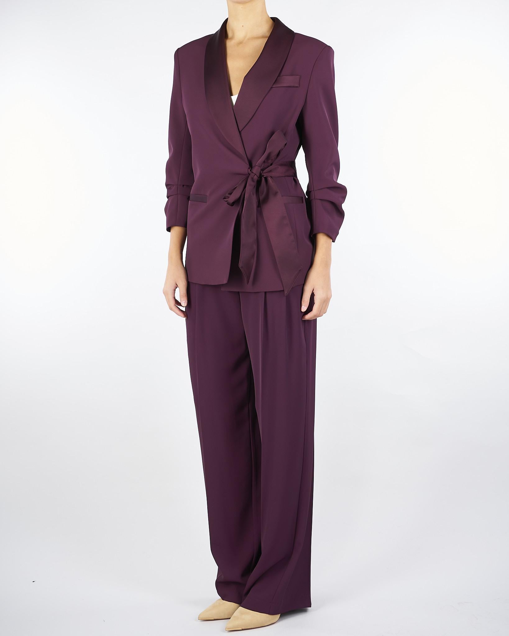 Blazer Bordeaux con chiusura laterale e rever in satin JBF1KHX 85 IMPERIAL 