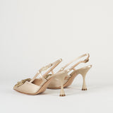 Slingback Champagne in raso con accessorio 7537 1 FRANCESCO SACCO 