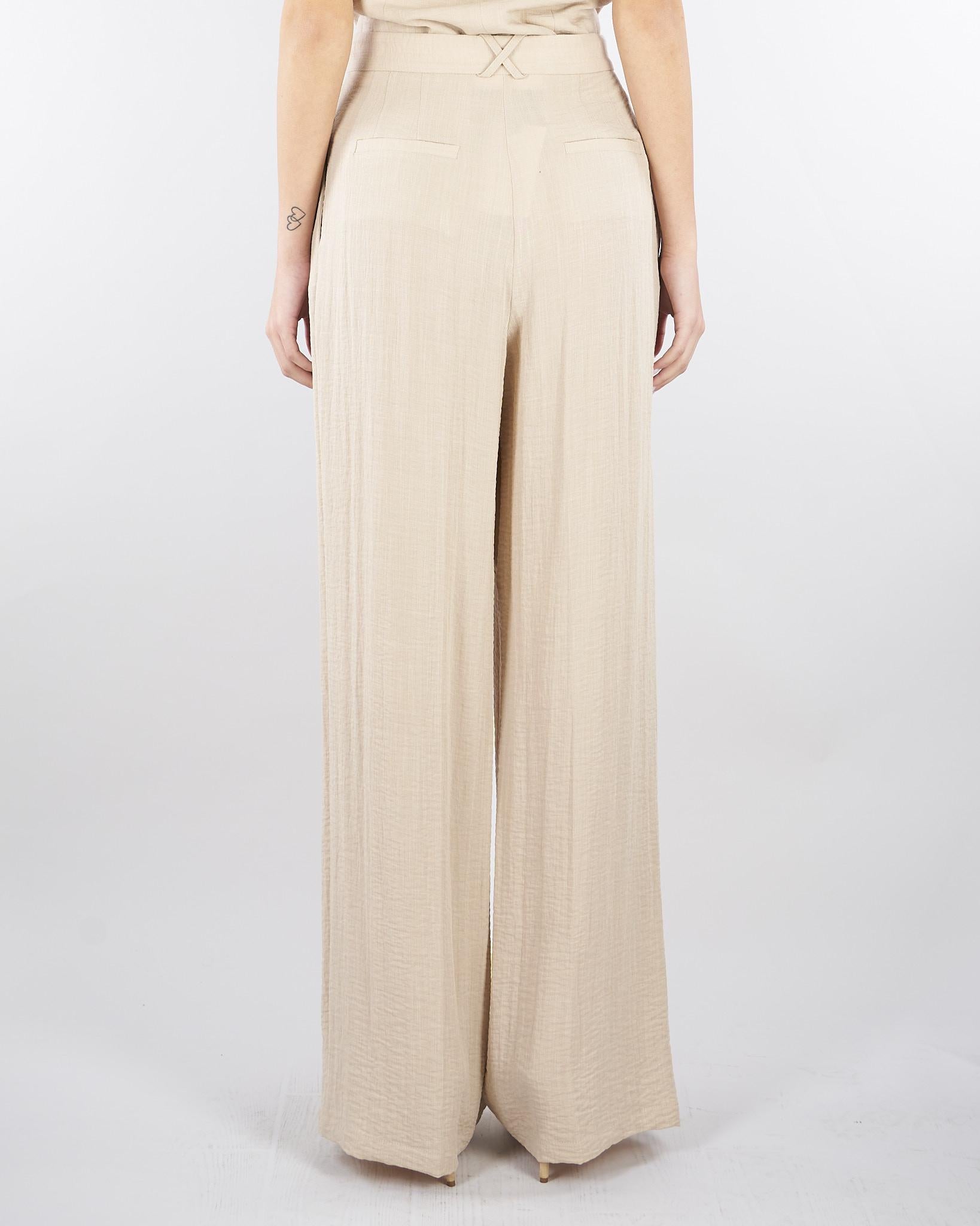 Pantalone Beige wide leg con doppia pences PA00601TVIS0025 V0778 SIMONA CORSELLINI 