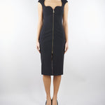 Abito Nero in doppio crêpe stretch AB90061E2 110 ELISABETTA FRANCHI 