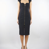 Abito Nero in doppio crêpe stretch AB90061E2 110 ELISABETTA FRANCHI 