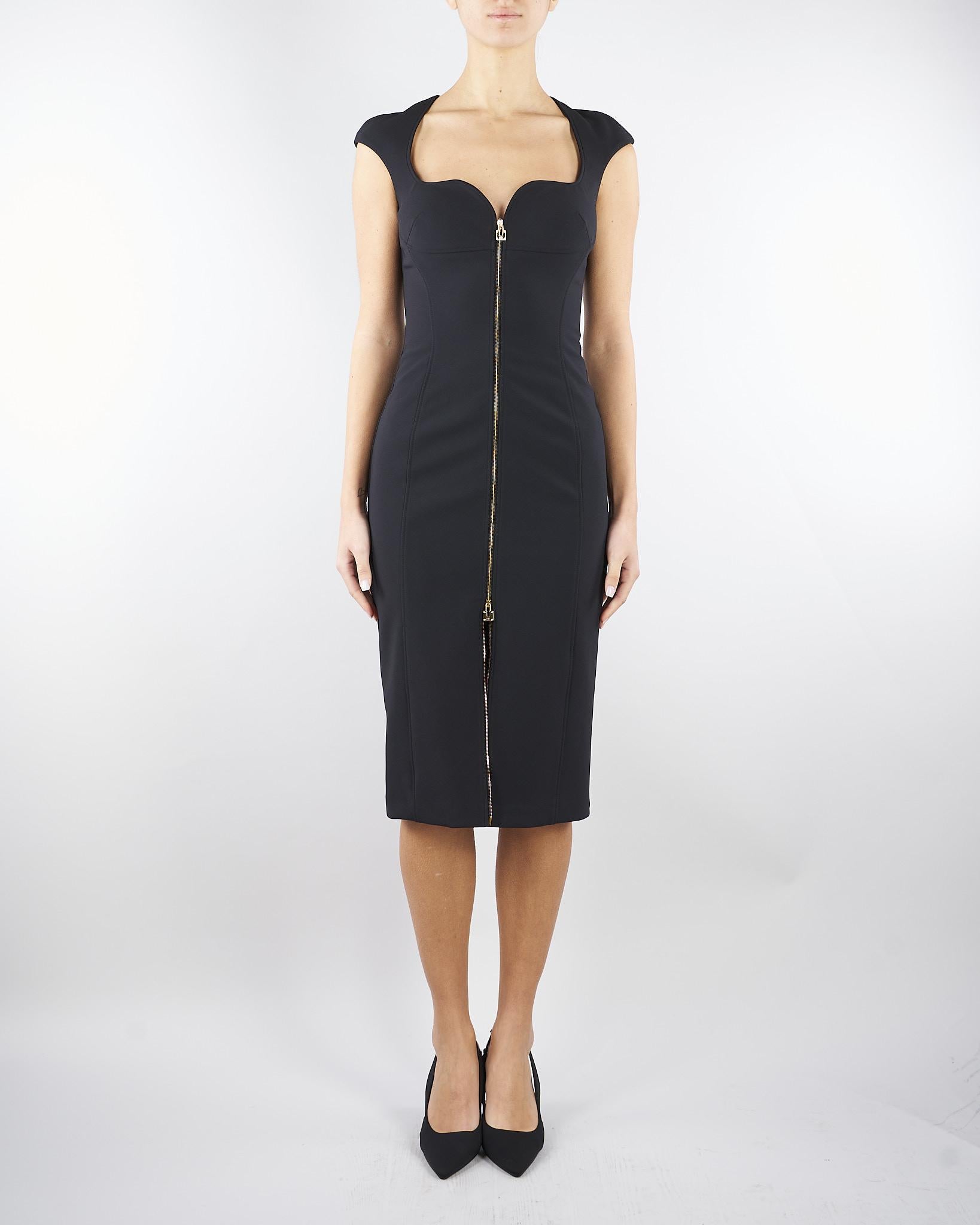 Abito Nero in doppio crêpe stretch AB90061E2 110 ELISABETTA FRANCHI 