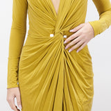 Abito Red Carpet in jersey cupro con piercing