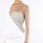 Abito Avorio Red Carpet in tulle e jersey con ricami cocco ABR2257E2 360 ELISABETTA FRANCHI 