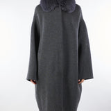 Mantella Antracite in pura lana merinos con inserti in vera pelliccia P2515VO 90 GIOVI 