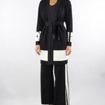 Cardigan Nero-Milk  in viscosa con bande lucide MK02S56E2 EF3 ELISABETTA FRANCHI 