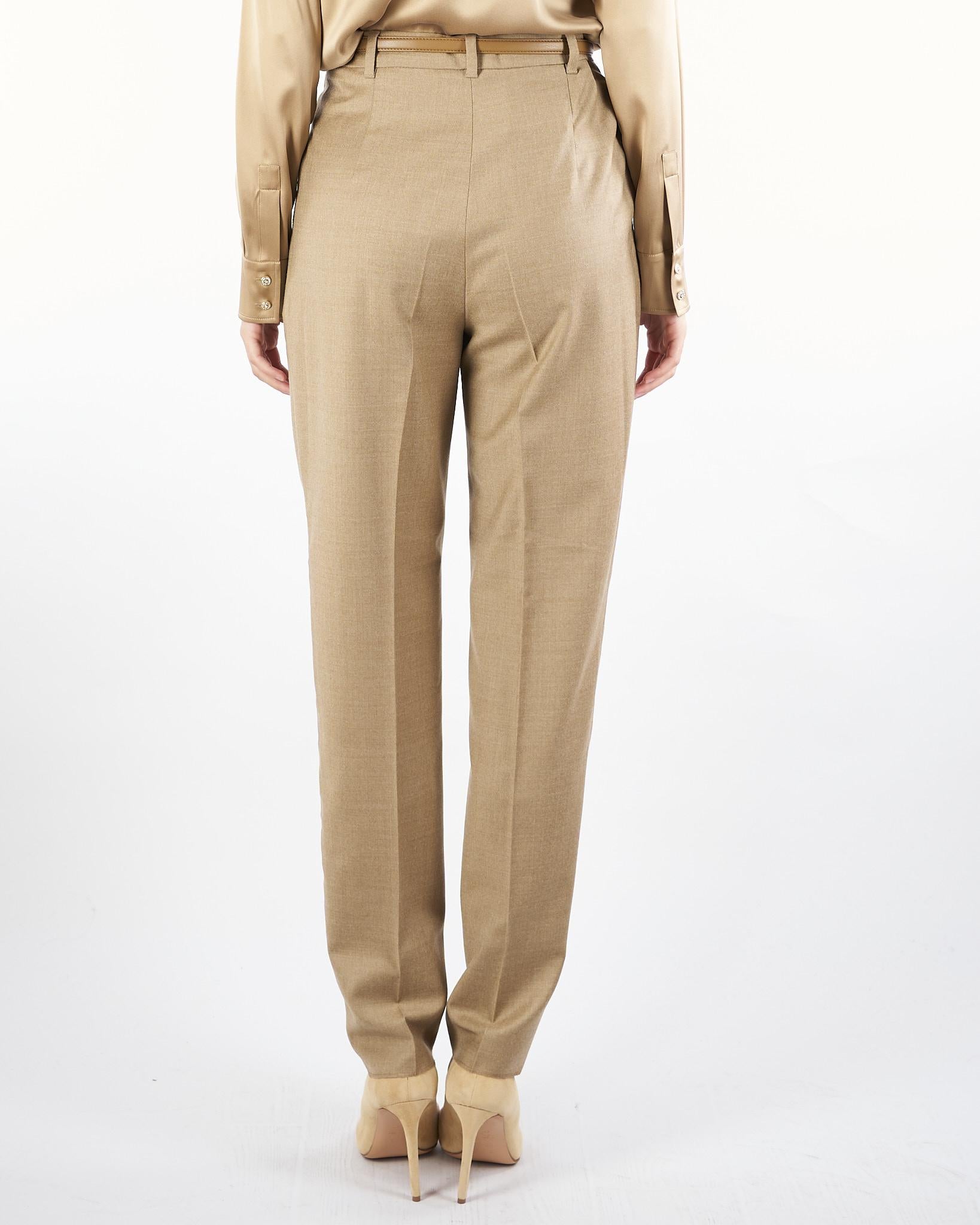 Pantalone Beige in flanella di lana con doppia pinces RANIA 6 MAX MARA STUDIO 