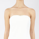 Abito Red Carpet Avorio in doppio crêpe leggero con dettaglio gioiello