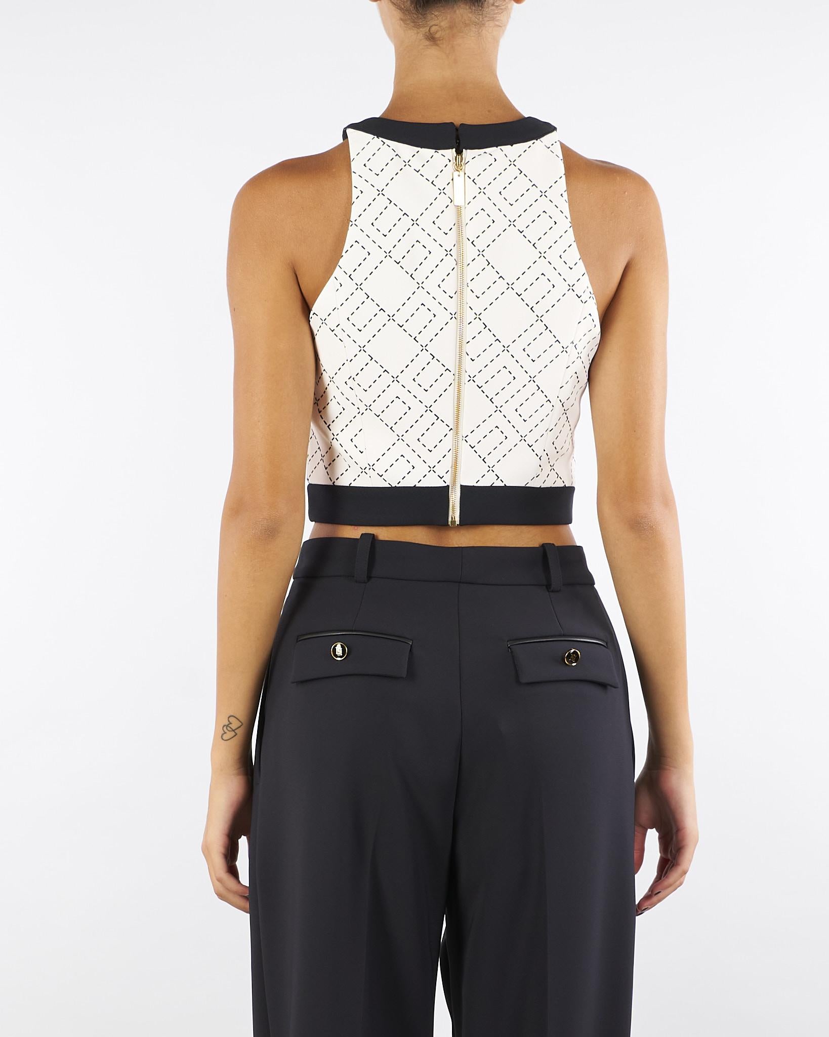 Top Milk-Nero bi-color in doppio crêpe TOS0156E2 EF1 ELISABETTA FRANCHI 