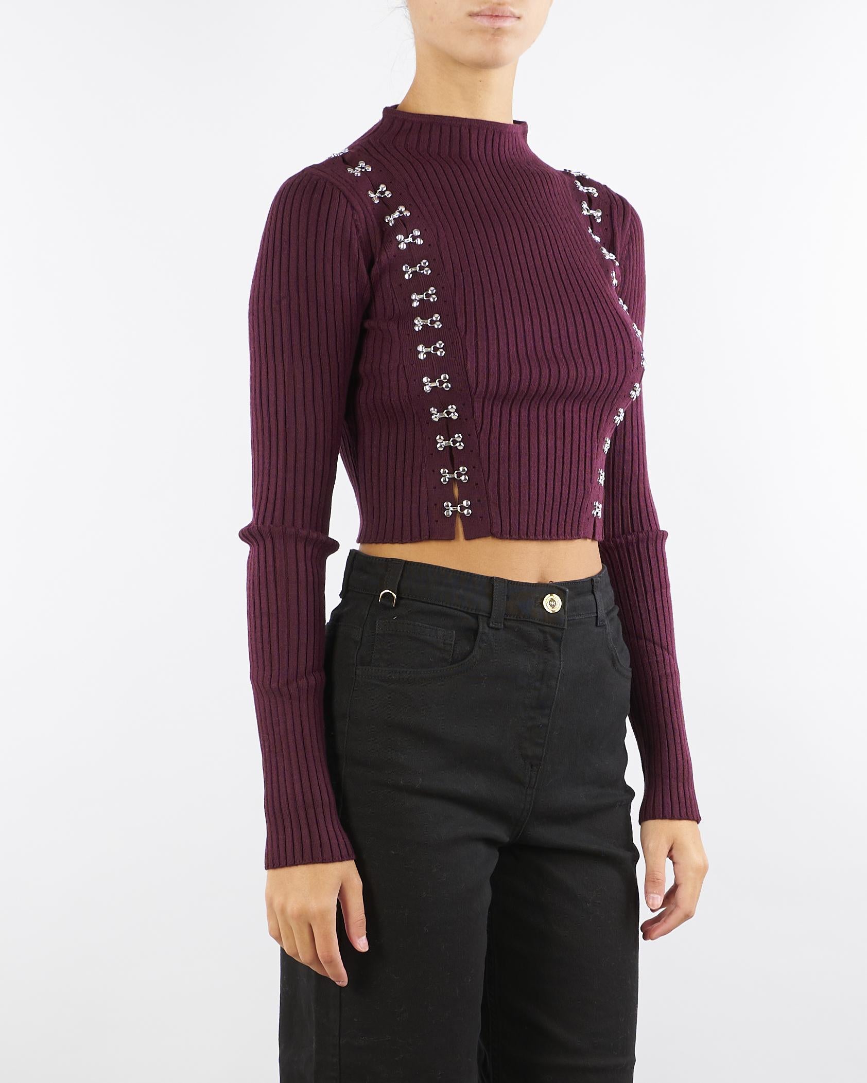 Maglia Bordeaux glam rock aderente 2K0320K291 M536 PATRIZIA PEPE 