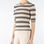 Maglia Beige-Nero in viscosa crêpe LEDA 16 MAX MARA WEEKEND 