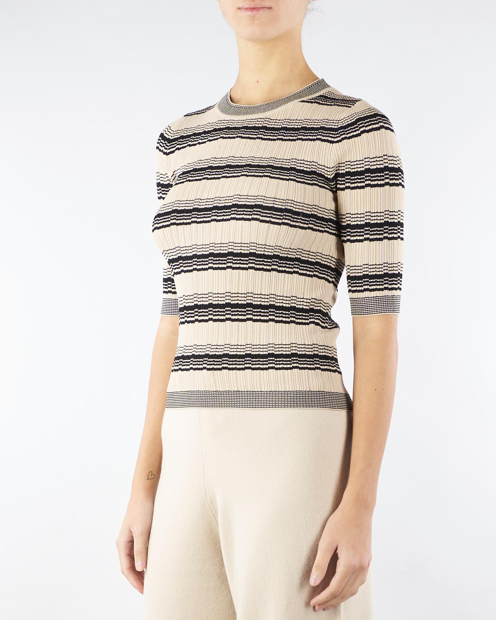 Maglia Beige-Nero in viscosa crêpe LEDA 16 MAX MARA WEEKEND 