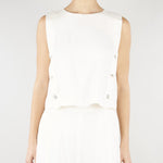 Top smanicato Bianco in misto lino stretch MLMUNION 4 MARELLA 