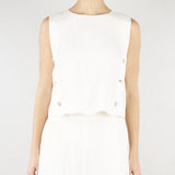 Top smanicato Bianco in misto lino stretch MLMUNION 4 MARELLA 
