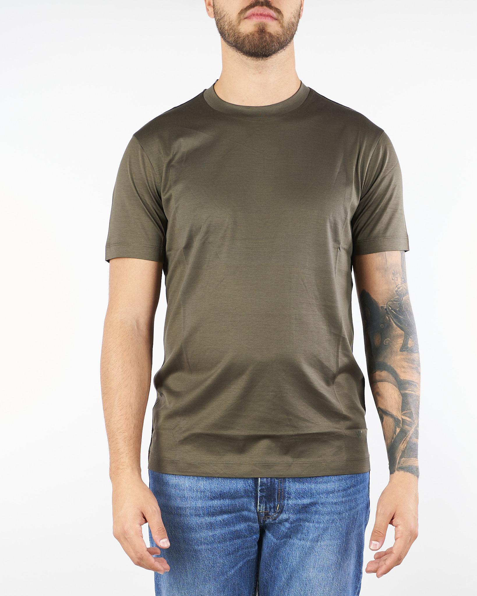 T-shirt Verde basic in misto lyocell e cotone 8N1TE81JUVZ U8120 EMPORIO ARMANI 