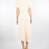 Abito plissè Rosa con fiore ricamato