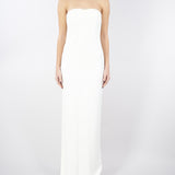 Abito Red Carpet Avorio in doppio crêpe leggero con dettaglio gioiello