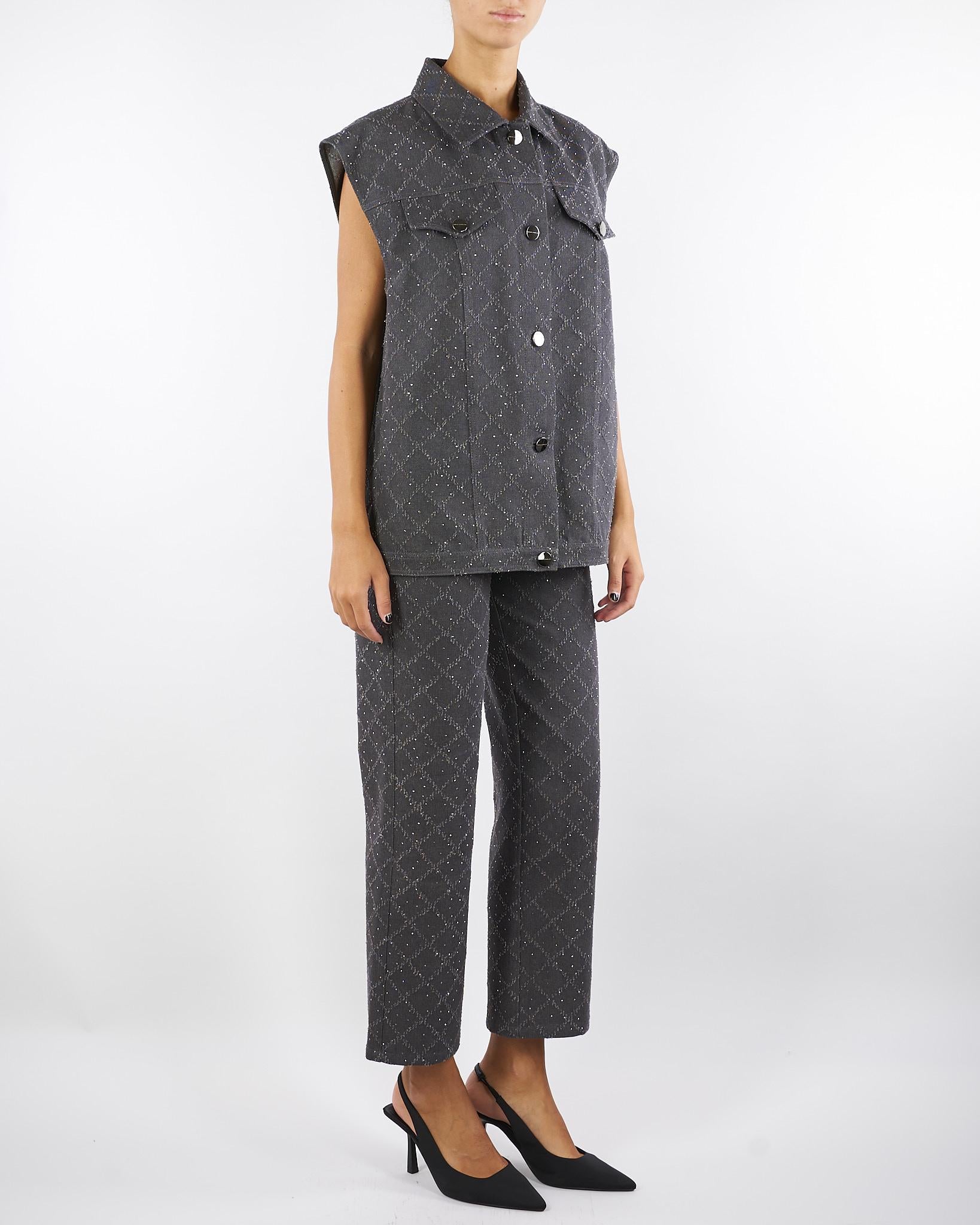 Gilet Antracite in denim con strass GL00301TDEN0004 V00 SIMONA CORSELLINI 