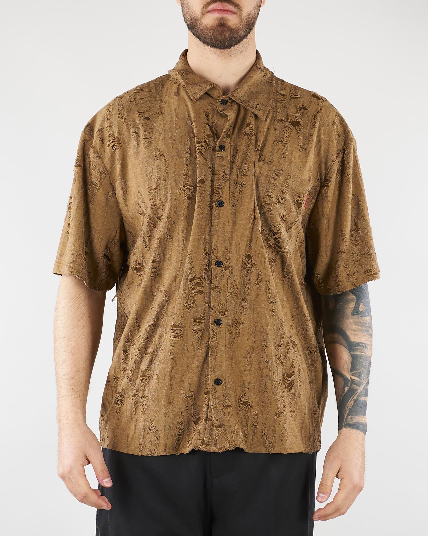 Camicia Tabacco con rotture HTEM220602 916 ACUPUNCTURE 