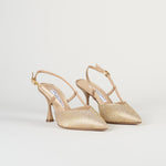 Slingback Champagne in raso con micro borchie 7507 35 FRANCESCO SACCO 
