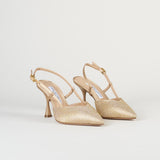 Slingback Champagne in raso con micro borchie 7507 35 FRANCESCO SACCO 