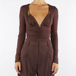 Body Coffee in jersey crêpe con drappeggi BO00356E2 EA3 ELISABETTA FRANCHI 