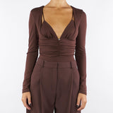 Body Coffee in jersey crêpe con drappeggi BO00356E2 EA3 ELISABETTA FRANCHI 