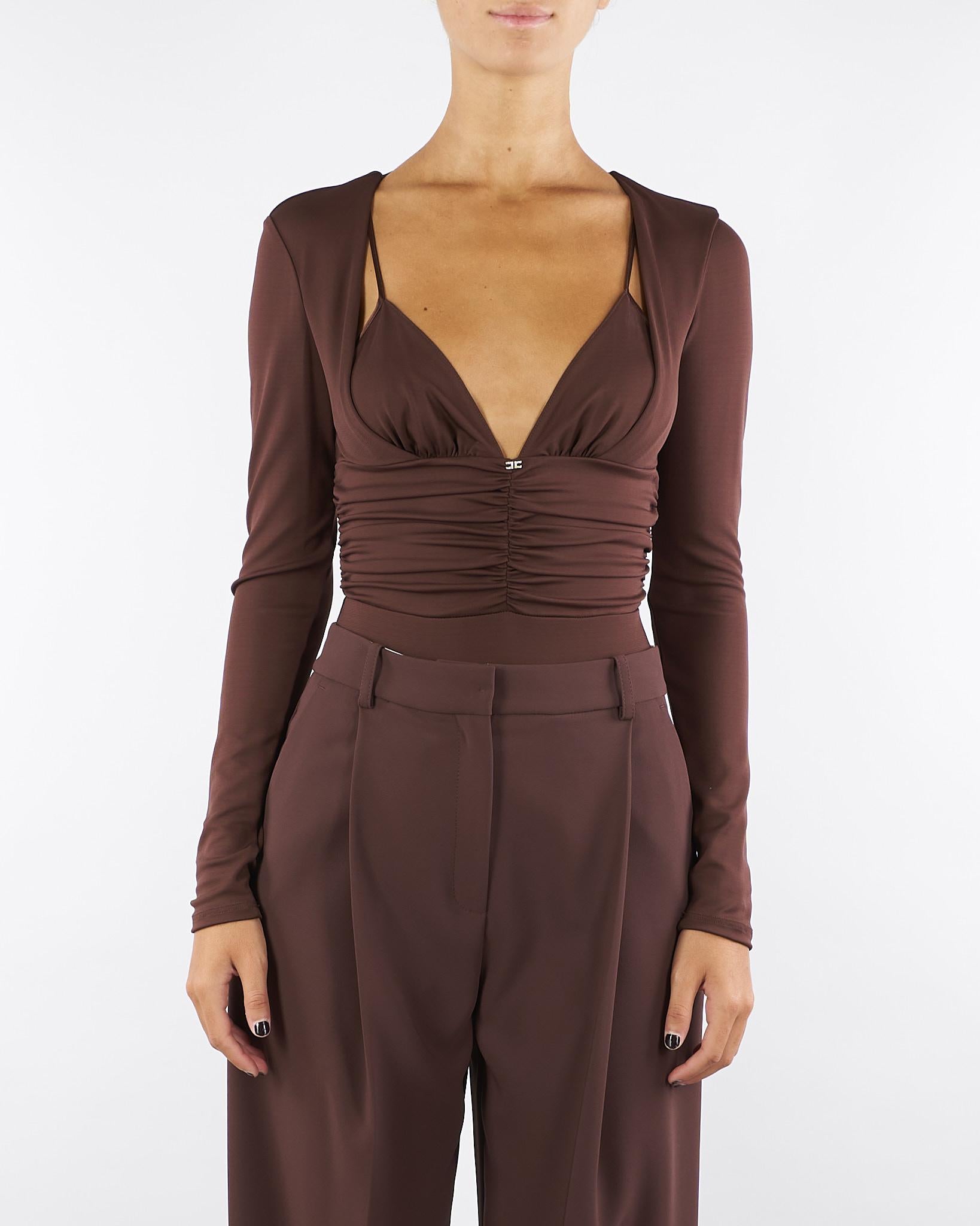 Body Coffee in jersey crêpe con drappeggi BO00356E2 EA3 ELISABETTA FRANCHI 