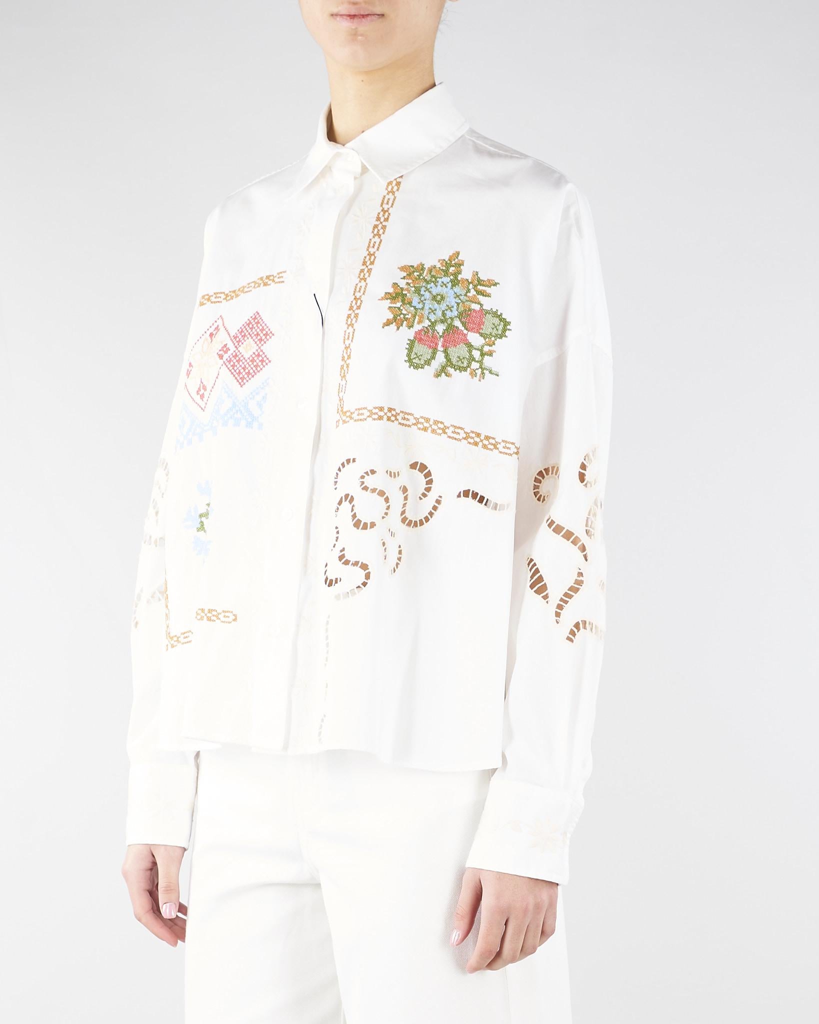 Camicia Bianco in cotone con pizzo e ricami WKDFONTE 1 MAX MARA WEEKEND 