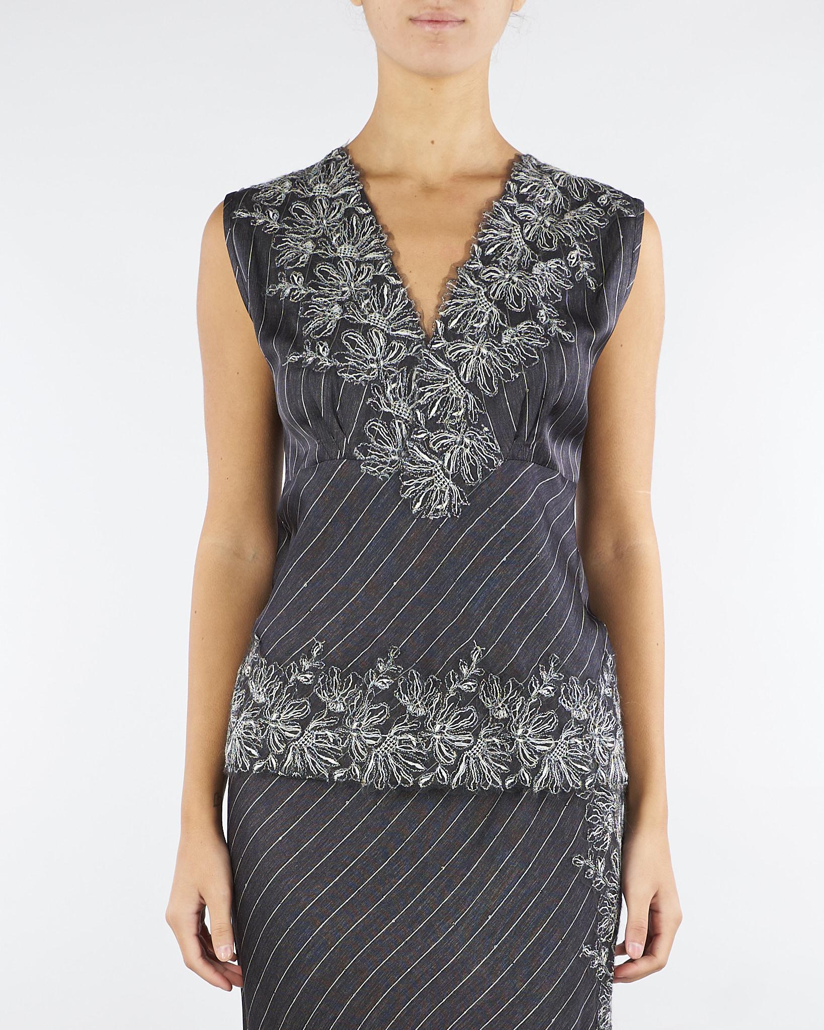 Top Antracite in raso gessato D47EL007EB3 MFA83 ERMANNO BY ERMANNO SCERVINO 