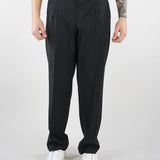 Pantalone Nero in fresco lana con pences Relaxed fit PAU3DICI041 99 3DICI 