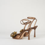 Sandalo Bronzo in raso con accessorio gold 7569 40 FRANCESCO SACCO 