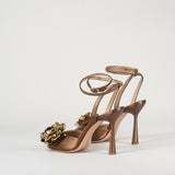 Sandalo Bronzo in raso con accessorio gold 7569 40 FRANCESCO SACCO 