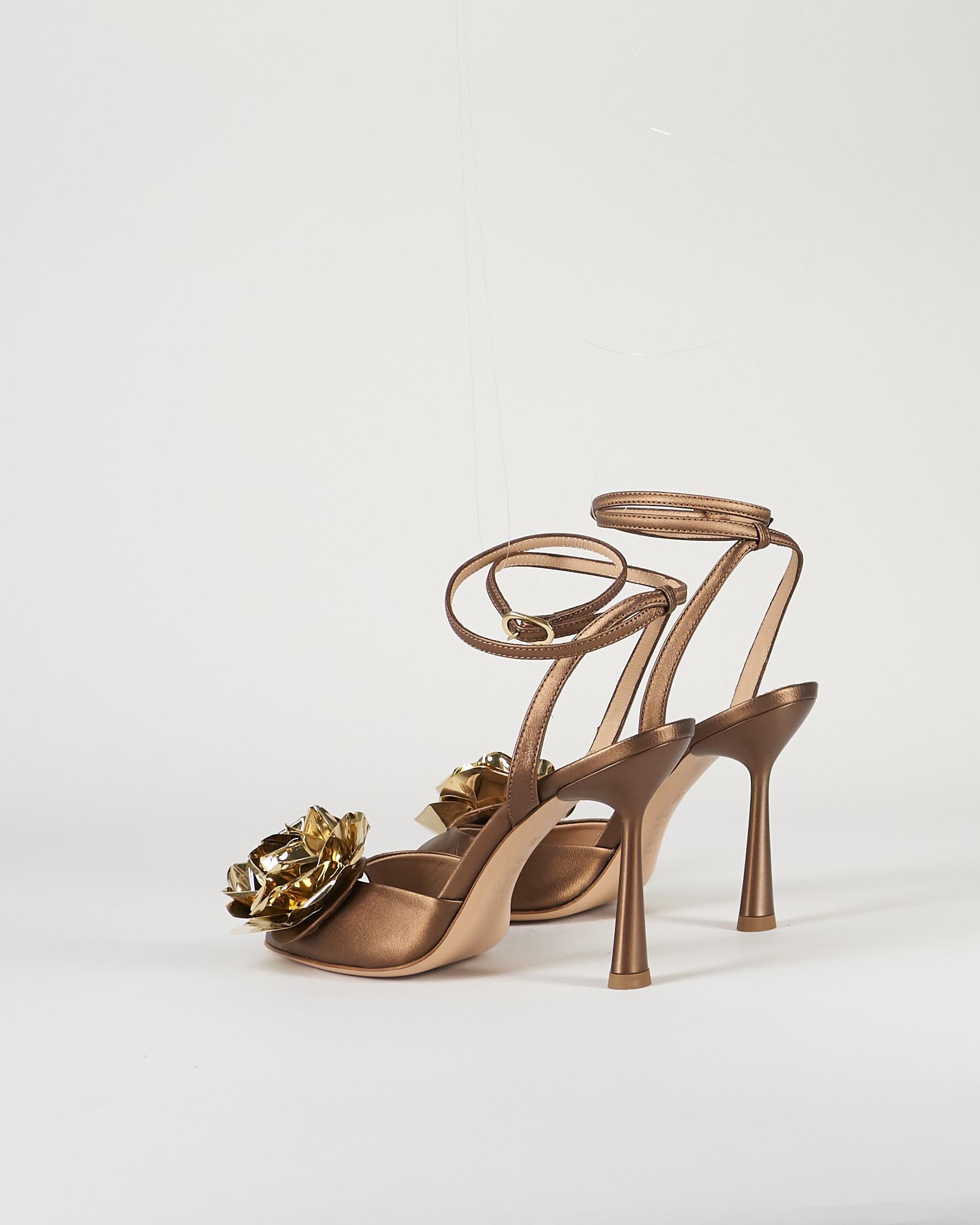 Sandalo Bronzo in raso con accessorio gold 7569 40 FRANCESCO SACCO 