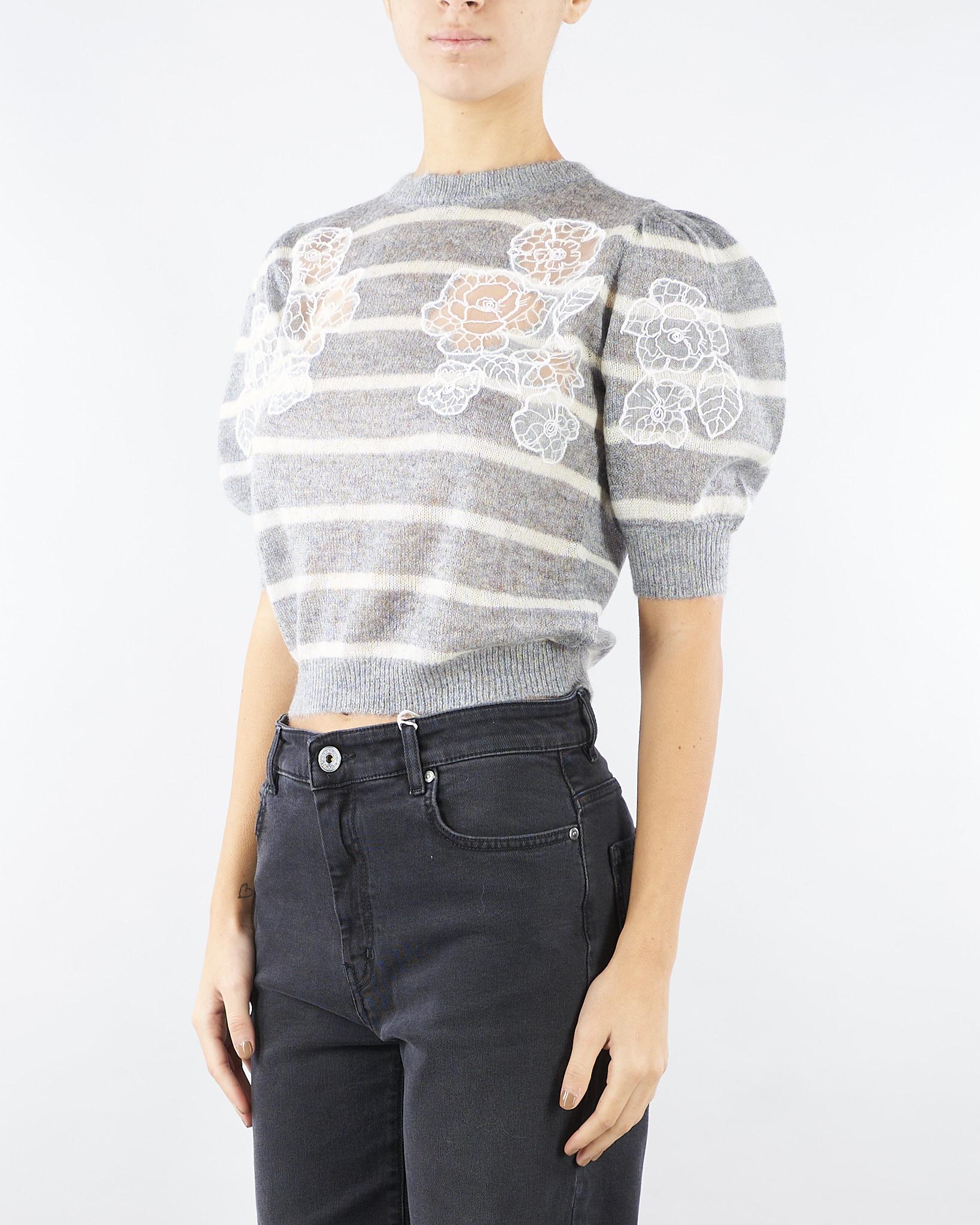 Maglia Grigio-Panna in misto mohair con pizzo TP3251 12756 TWIN SET 