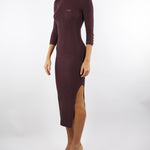 Abito Merlot in maglia a costine con taschino AM23B56E2 EA4 ELISABETTA FRANCHI 